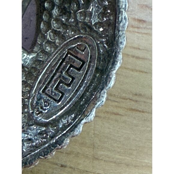 Sterling Silver Amethyst Ring With Marcasite Accents 925 Signed Size 6 - Picture 6 of 13